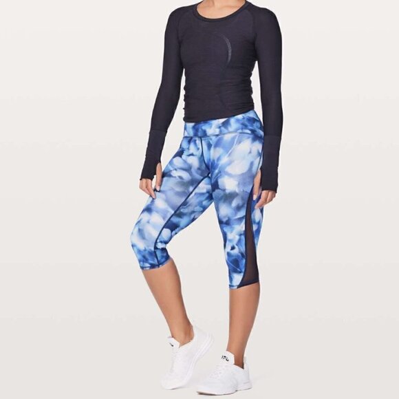 lululemon athletica Pants - Lululemon Train Times Crop 17" Mini Blush Blossom Alpine White Midnight Navy 4